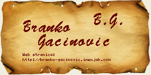 Branko Gaćinović vizit kartica